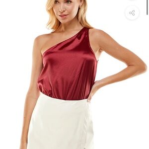 fab'rik One-Shoulder Crimson Red BodySuit